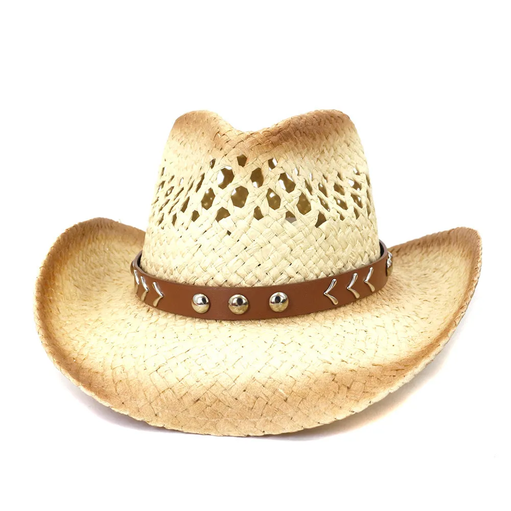 Straw Cowboy Hats Spring/Summer Men's Outdoor Travel Straw Cowboy Hat