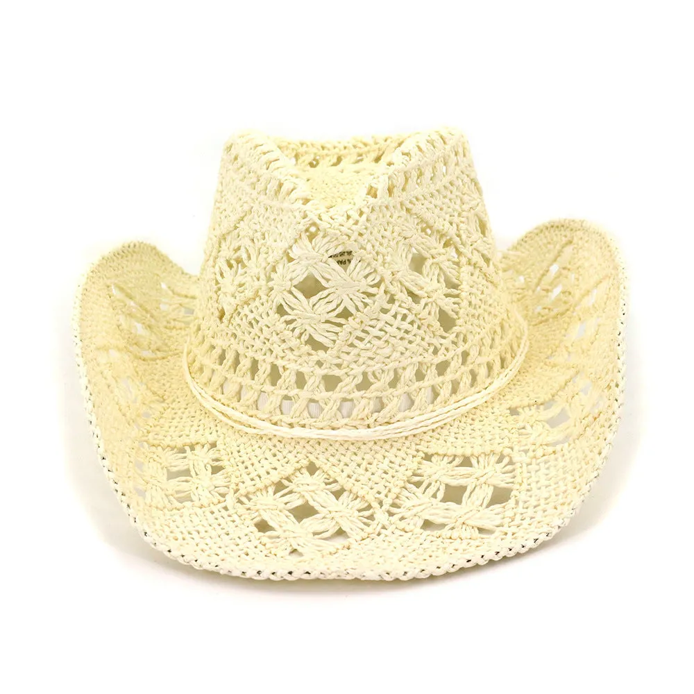 Straw Cowboy Hats Spring/Summer Outdoor Travel Sun Protection Sun Hat Straw Hat