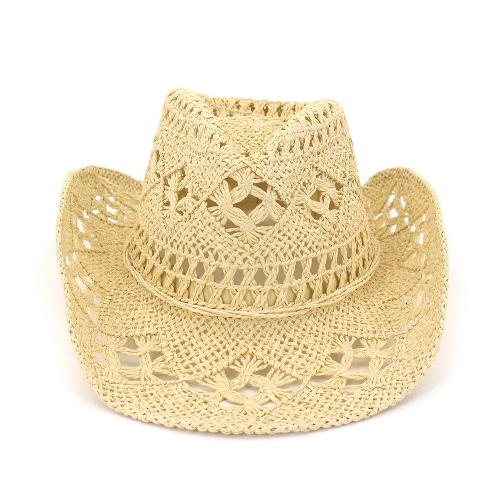 Straw Cowboy Hats Spring/Summer Outdoor Travel Sun Protection Sun Hat Straw Hat