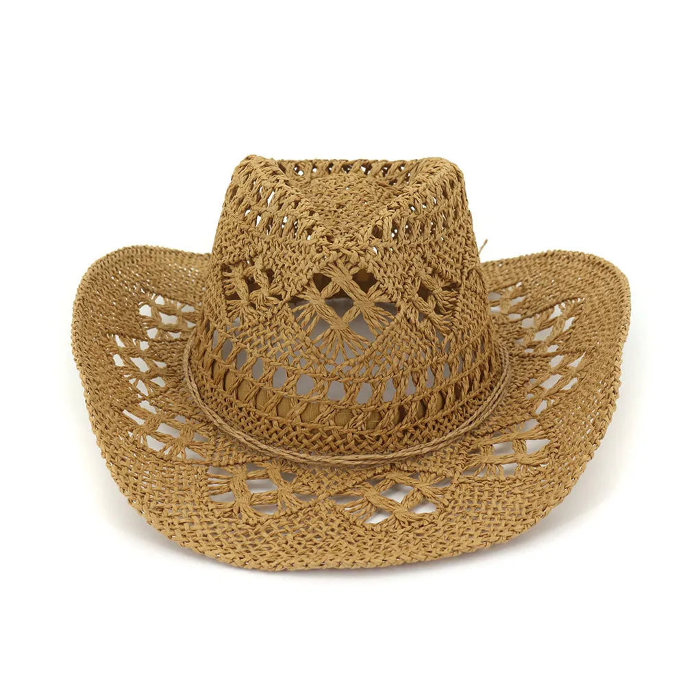 Straw Cowboy Hats Spring/Summer Outdoor Travel Sun Protection Sun Hat Straw Hat