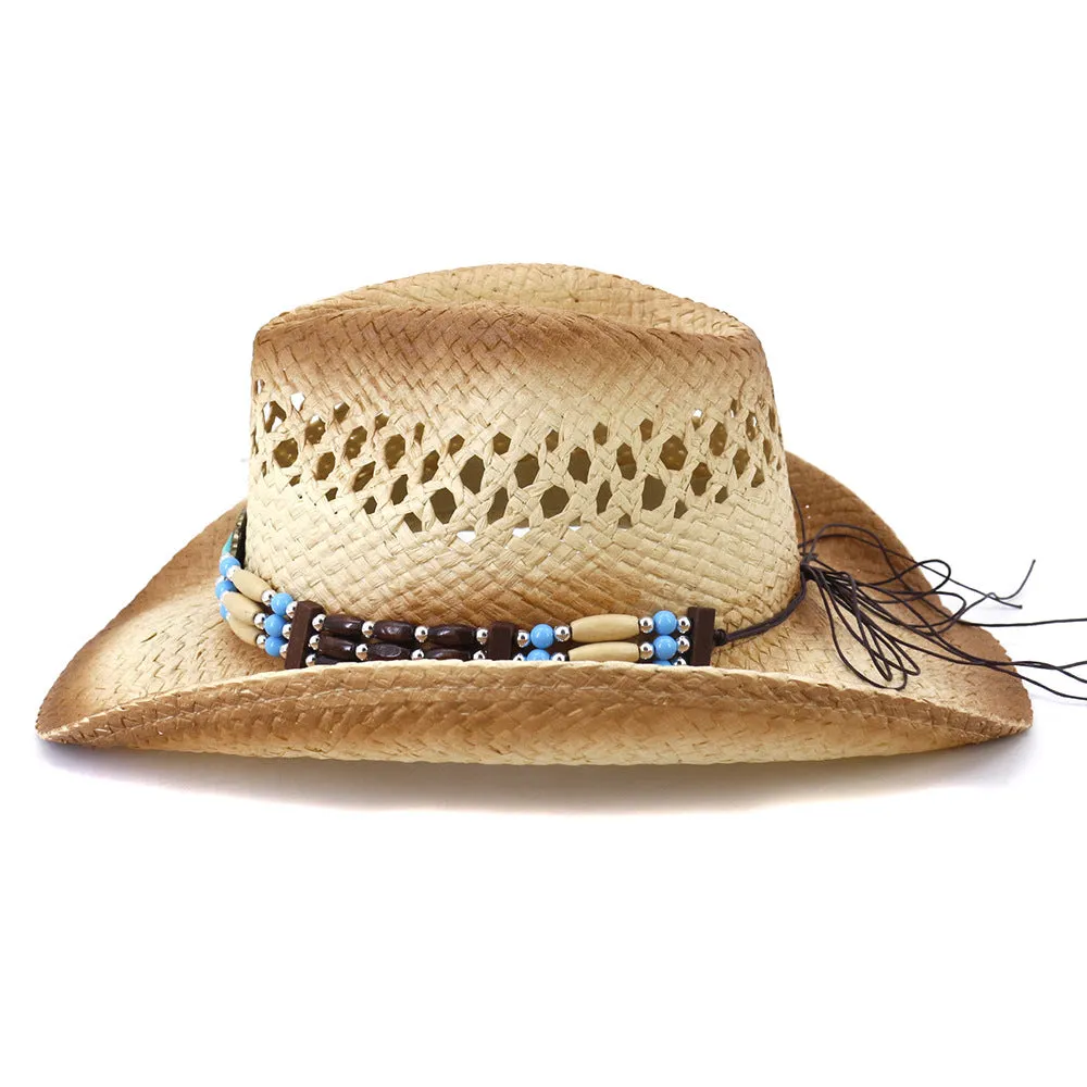 Straw Cowboy Hats Straw Cowboy Hat Men Women Outdoor Sun-Proof Beach Hat