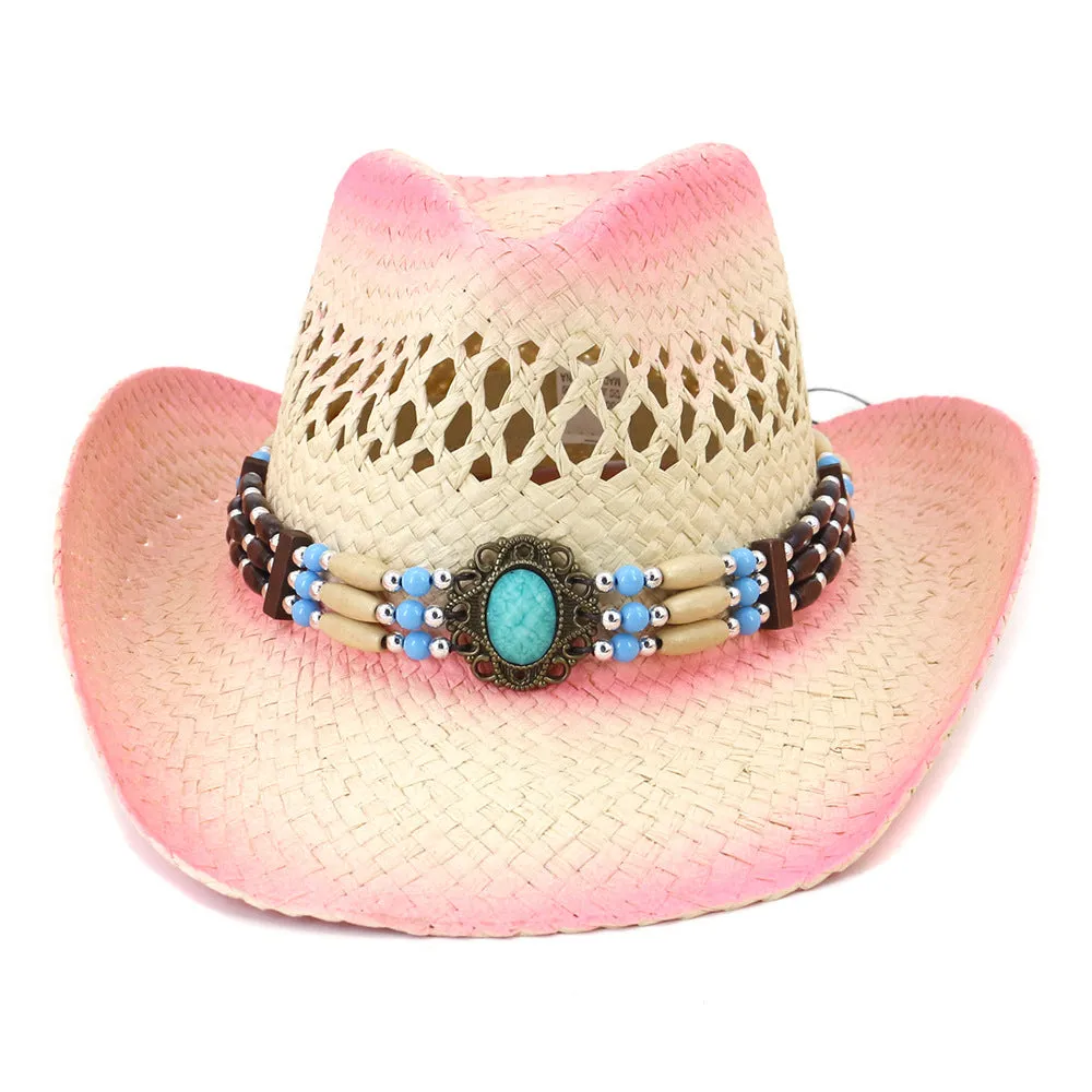 Straw Cowboy Hats Straw Cowboy Hat Men Women Outdoor Sun-Proof Beach Hat