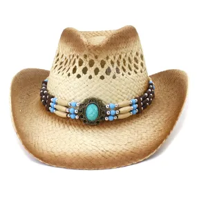 Straw Cowboy Hats Straw Cowboy Hat Men Women Outdoor Sun-Proof Beach Hat