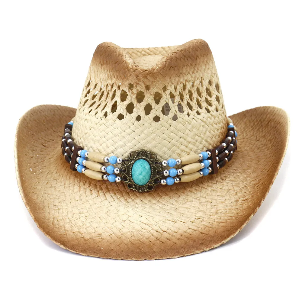 Straw Cowboy Hats Straw Cowboy Hat Men Women Outdoor Sun-Proof Beach Hat