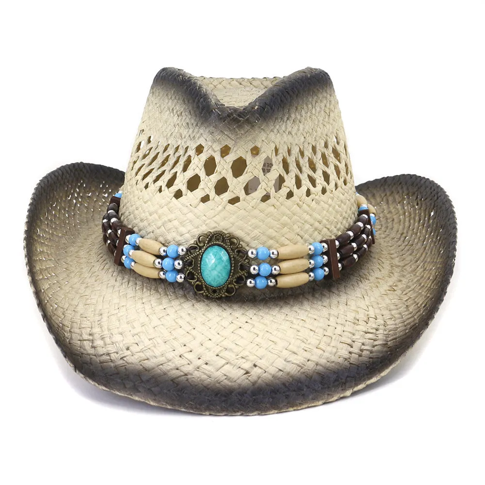 Straw Cowboy Hats Straw Cowboy Hat Men Women Outdoor Sun-Proof Beach Hat