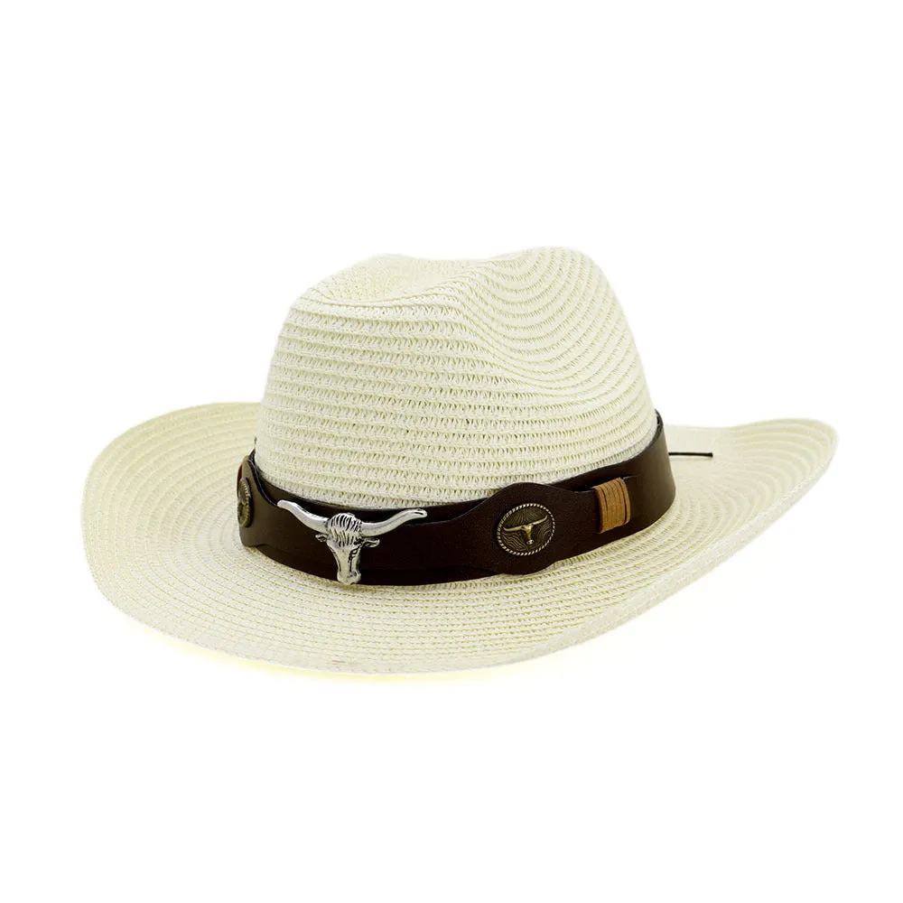 Straw Cowboy Hats Straw Hat Men's and Women's Outdoor Seaside Beach Hat Sun Protection Sun Hat