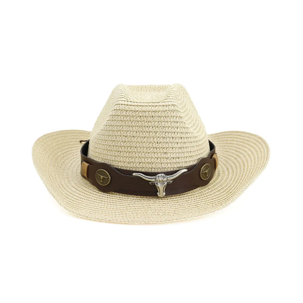 Straw Cowboy Hats Straw Hat Men's and Women's Outdoor Seaside Beach Hat Sun Protection Sun Hat