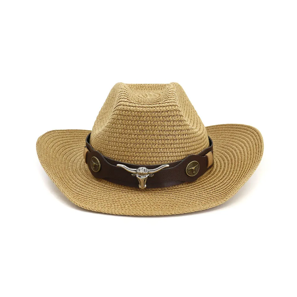 Straw Cowboy Hats Straw Hat Men's and Women's Outdoor Seaside Beach Hat Sun Protection Sun Hat