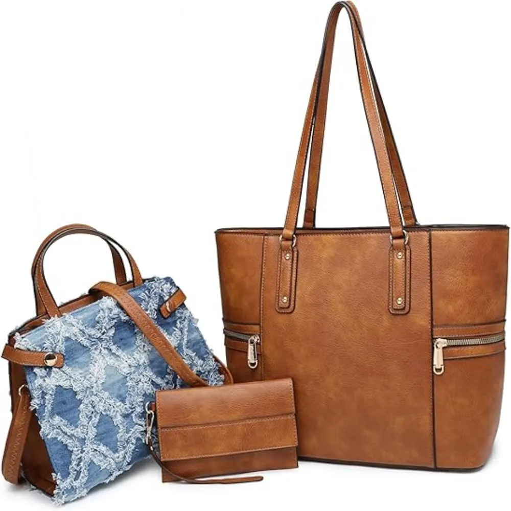 Stylish Tote & Shoulder Bags: 3-Piece Set