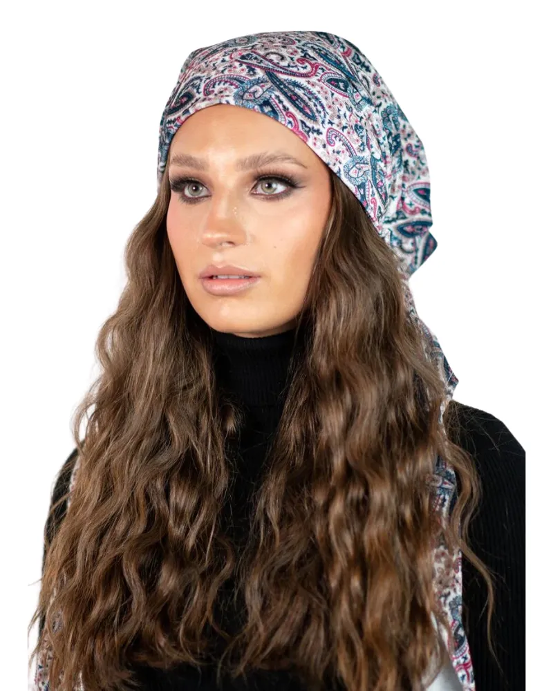 Tie Ur Knot Paisley Velvet Adjustable Pre-Tied Bandanna with Full Grip