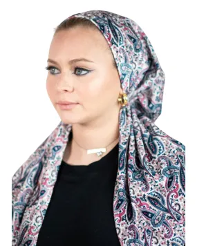 Tie Ur Knot Paisley Velvet Adjustable Pre-Tied Bandanna with Full Grip