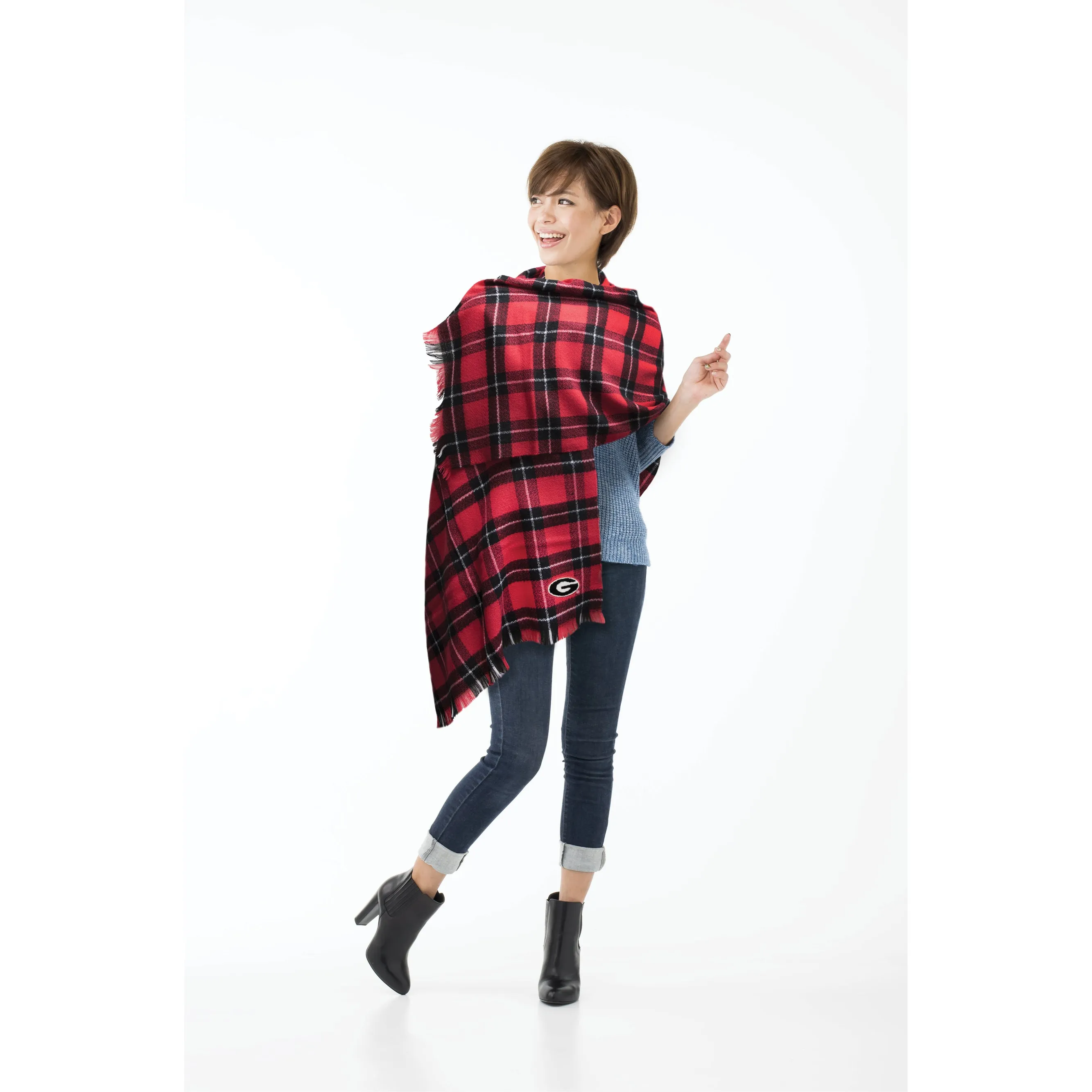 University of Georgia Plaid Blanket Scarf