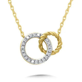 Yellow Gold Diamond Two Circle Necklace